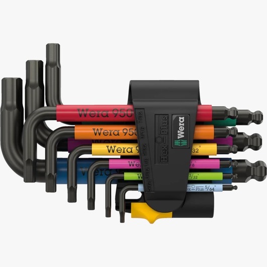 WERA950/9 Hex-Plus Renkli Emperyal 3 Allen Anahtar Set, inç, BlackLaser