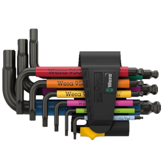 WERA950/9 Hex-Plus Renkli Emperyal 3 Allen Anahtar Set, inç, BlackLaser