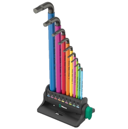 WERA 950/9 Hex-Plus Çok Renkli 3 L anahtar seti, metrik, BlackLaser