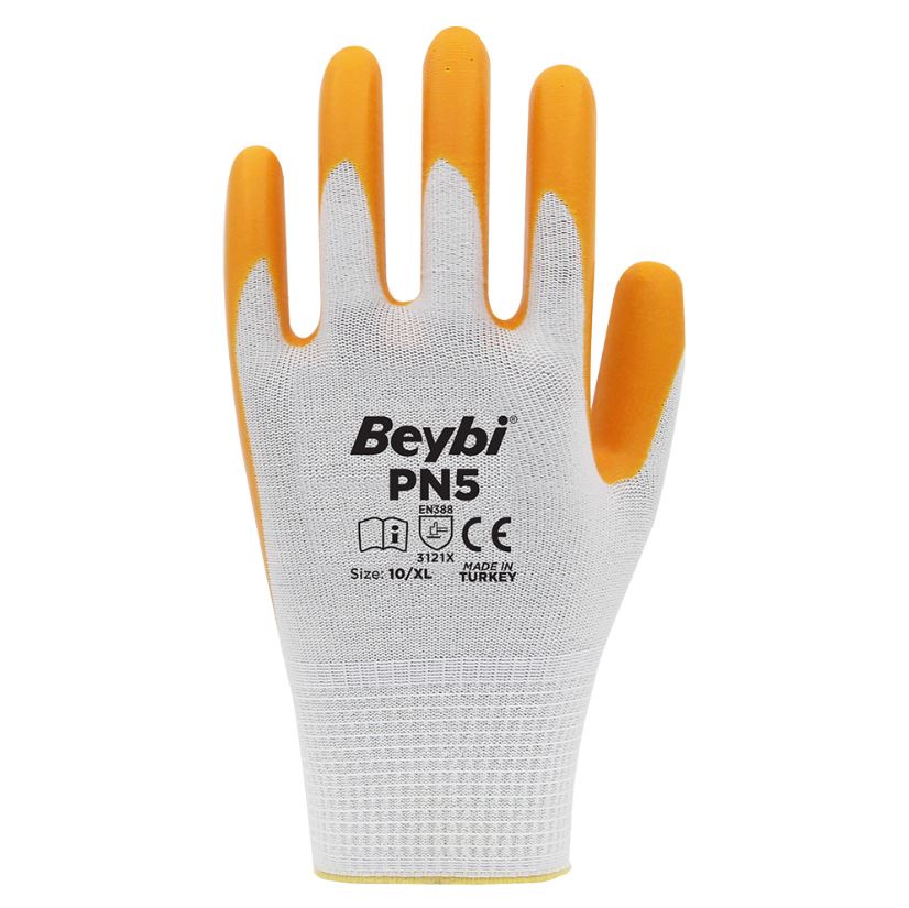 BEYBİ PN5 POLYESTER ÖRME NİTRİL ELDİVEN NO:10